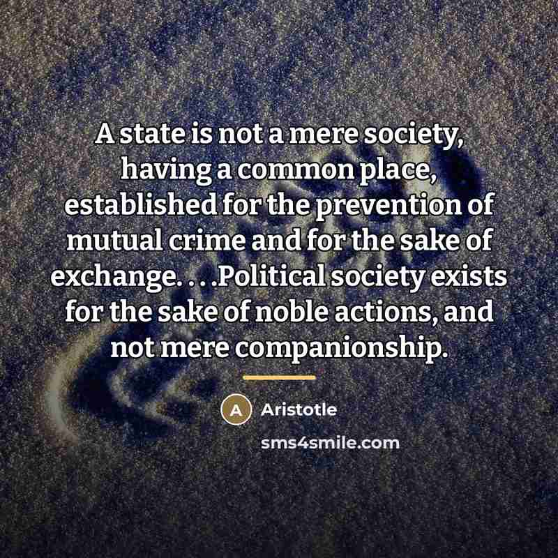 “A state is not a mere society, having a common…” quote by Aristotle