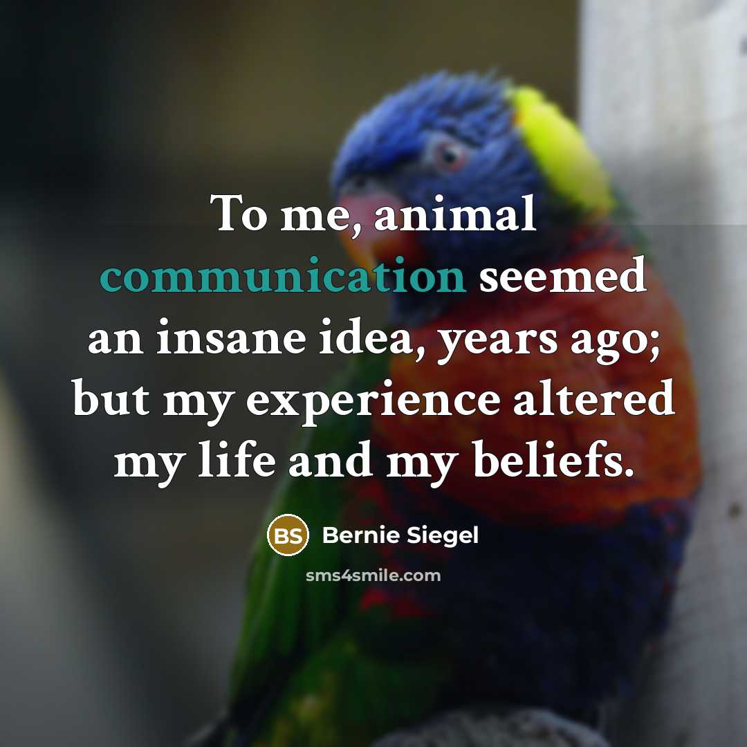 “To me, animal communication seemed an insane idea, years ago;…” quote by Bernie Siegel