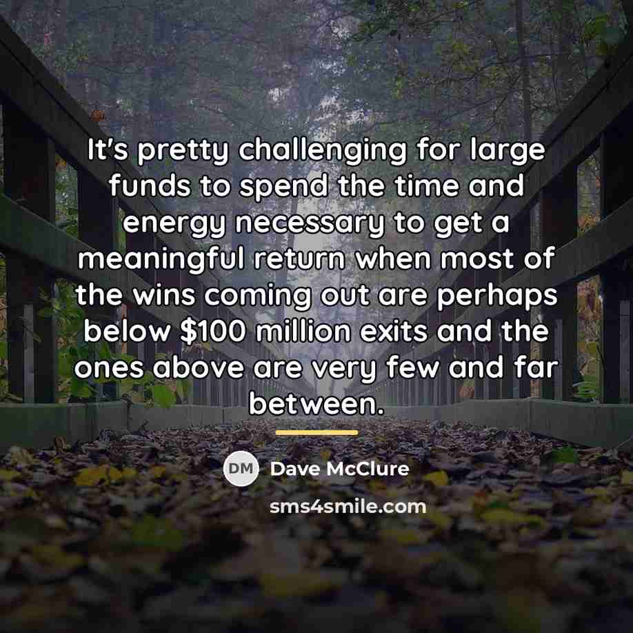 “It's pretty challenging for large funds to spend the time…” quote by Dave McClure