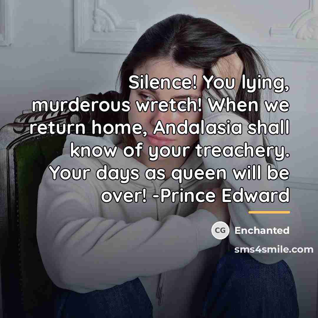 “Silence! You lying, murderous wretch! When we return home, Andalasia…” quote by Enchanted