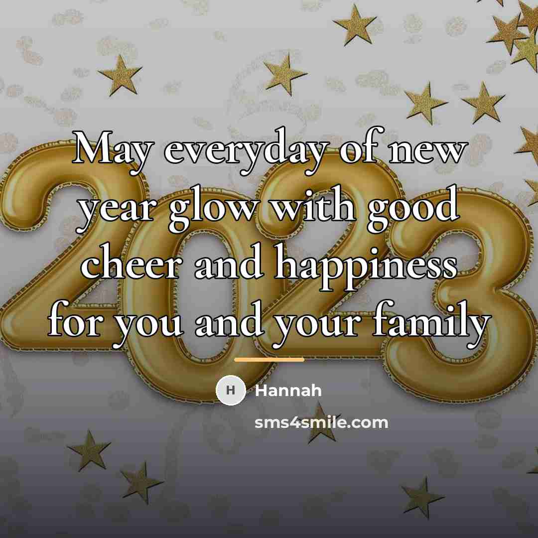 “May everyday of new year glow with good cheer and…” quote by Hannah