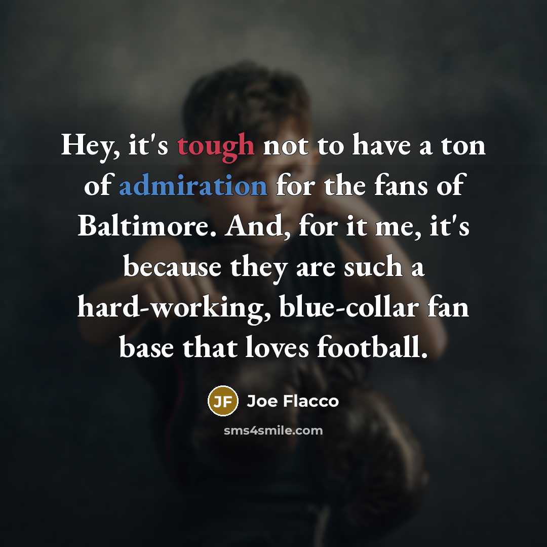 “Hey, it's tough not to have a ton of admiration…” quote by Joe Flacco