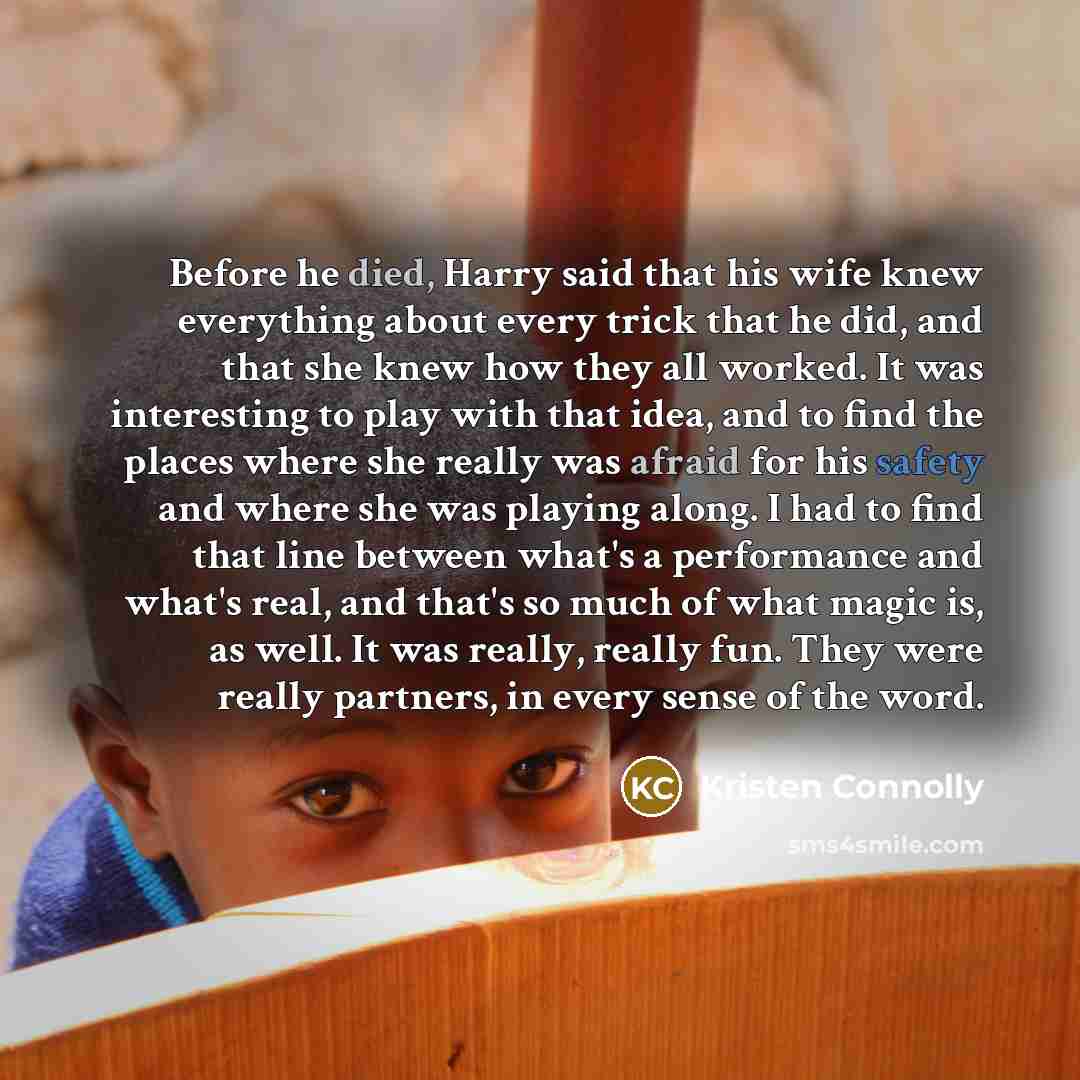 “Before he died, Harry said that his wife knew everything…” quote by Kristen Connolly