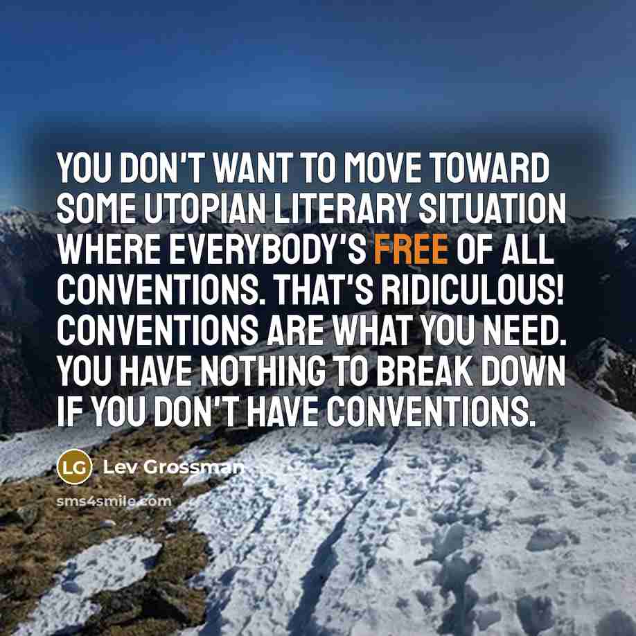 “You don't want to move toward some utopian literary situation…” quote by Lev Grossman