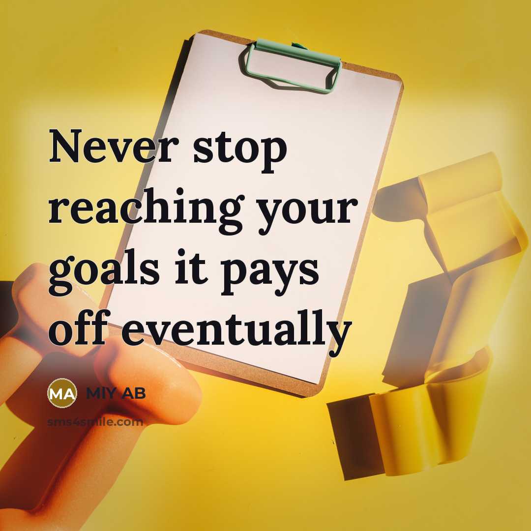 “Never stop reaching your goals it pays off eventually” quote by MlY AB