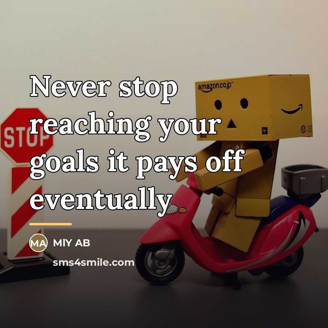 “Never stop reaching your goals it pays off eventually…” quote by MlY AB