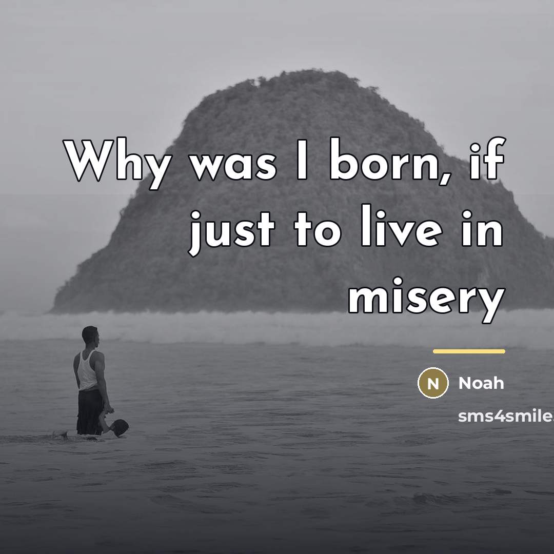 “Why was I born, if just to live in misery…” quote by Noah