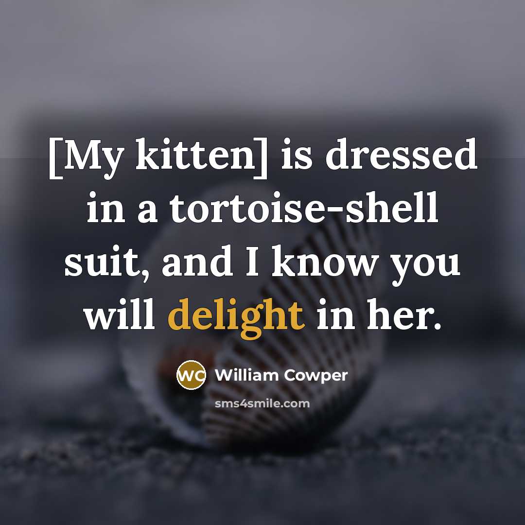 “[My kitten] is dressed in a tortoise-shell suit, and I…” quote by William Cowper