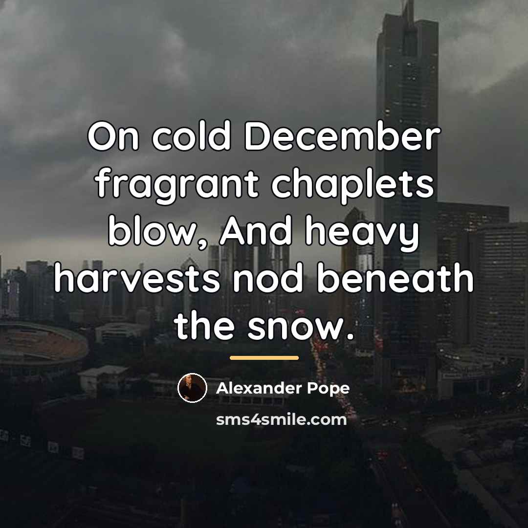 “On cold December fragrant chaplets blow, And heavy harvests nod…” quote by Alexander Pope