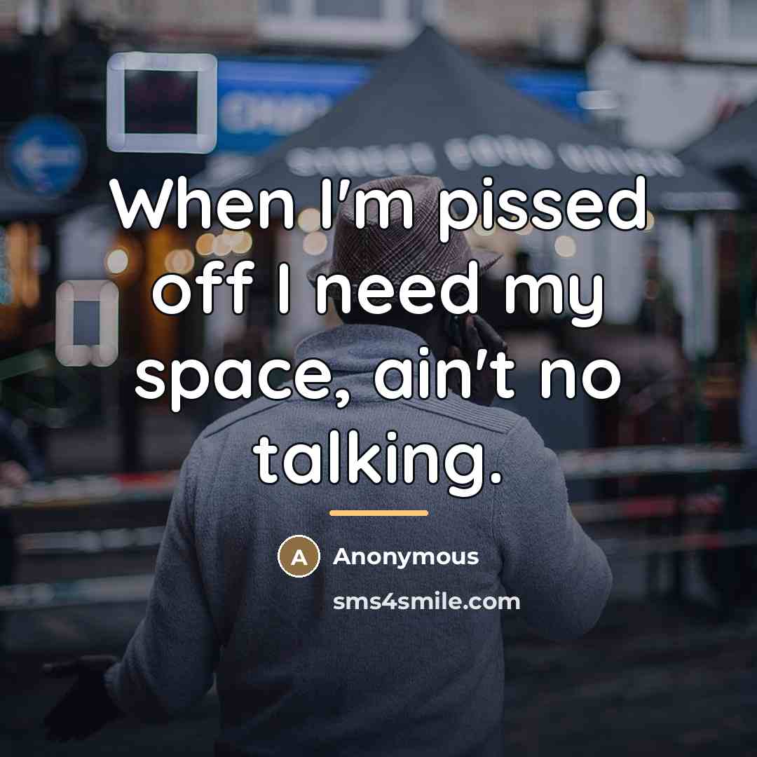 “When I'm pissed off I need my space, ain't no…” quote by Anonymous