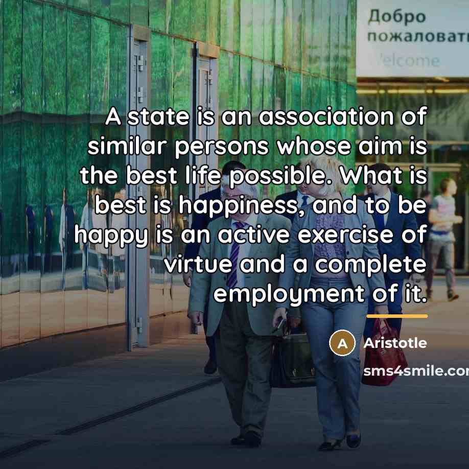 “A state is an association of similar persons whose aim…” quote by Aristotle