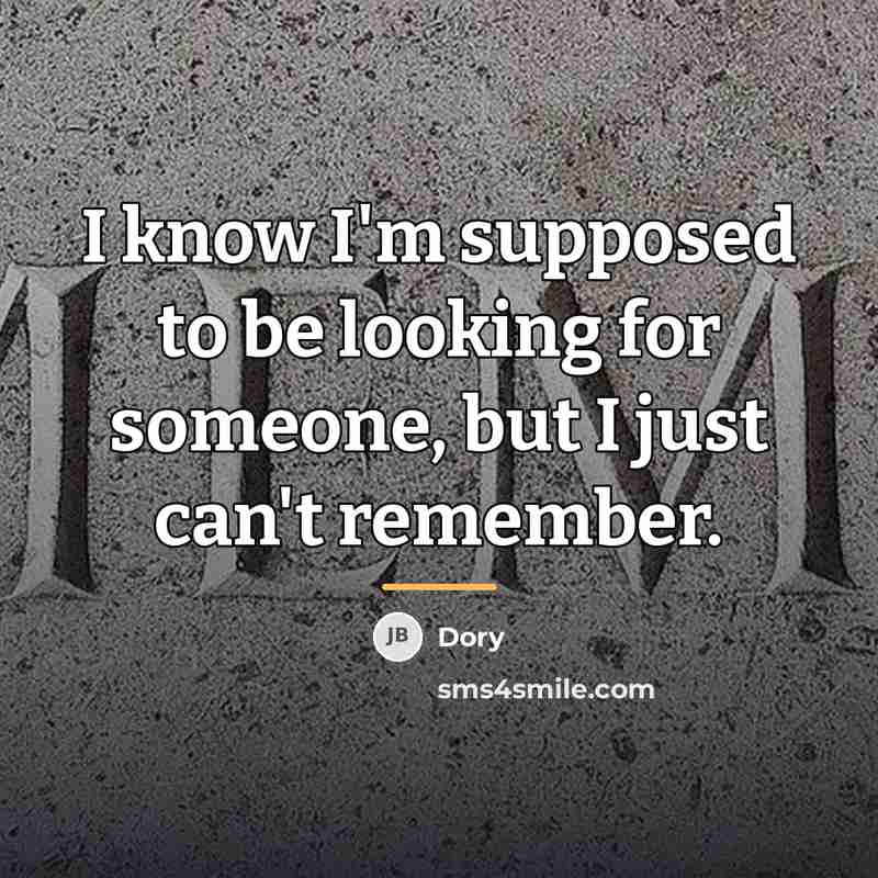 “I know I'm supposed to be looking for someone, but…” quote by Dory