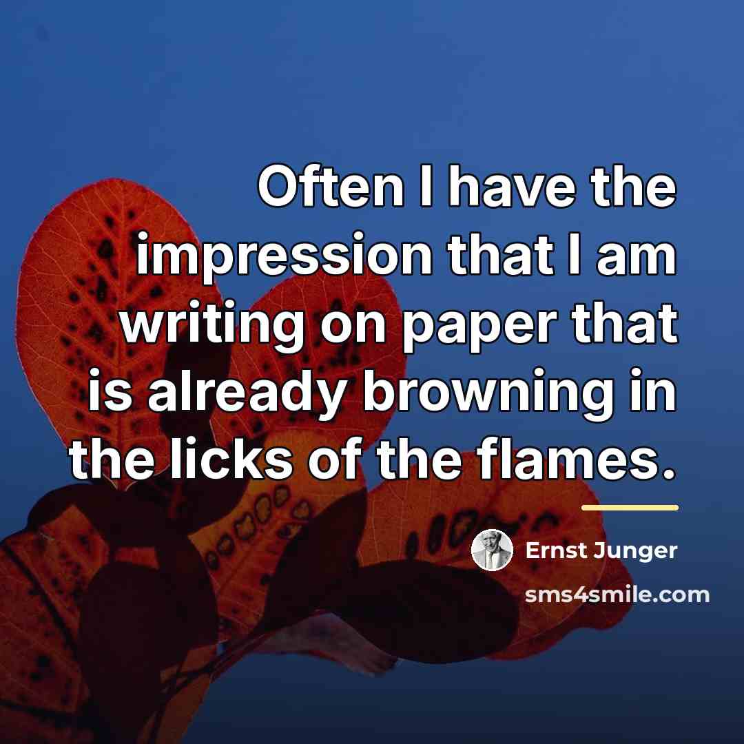“Often I have the impression that I am writing on…” quote by Ernst Junger