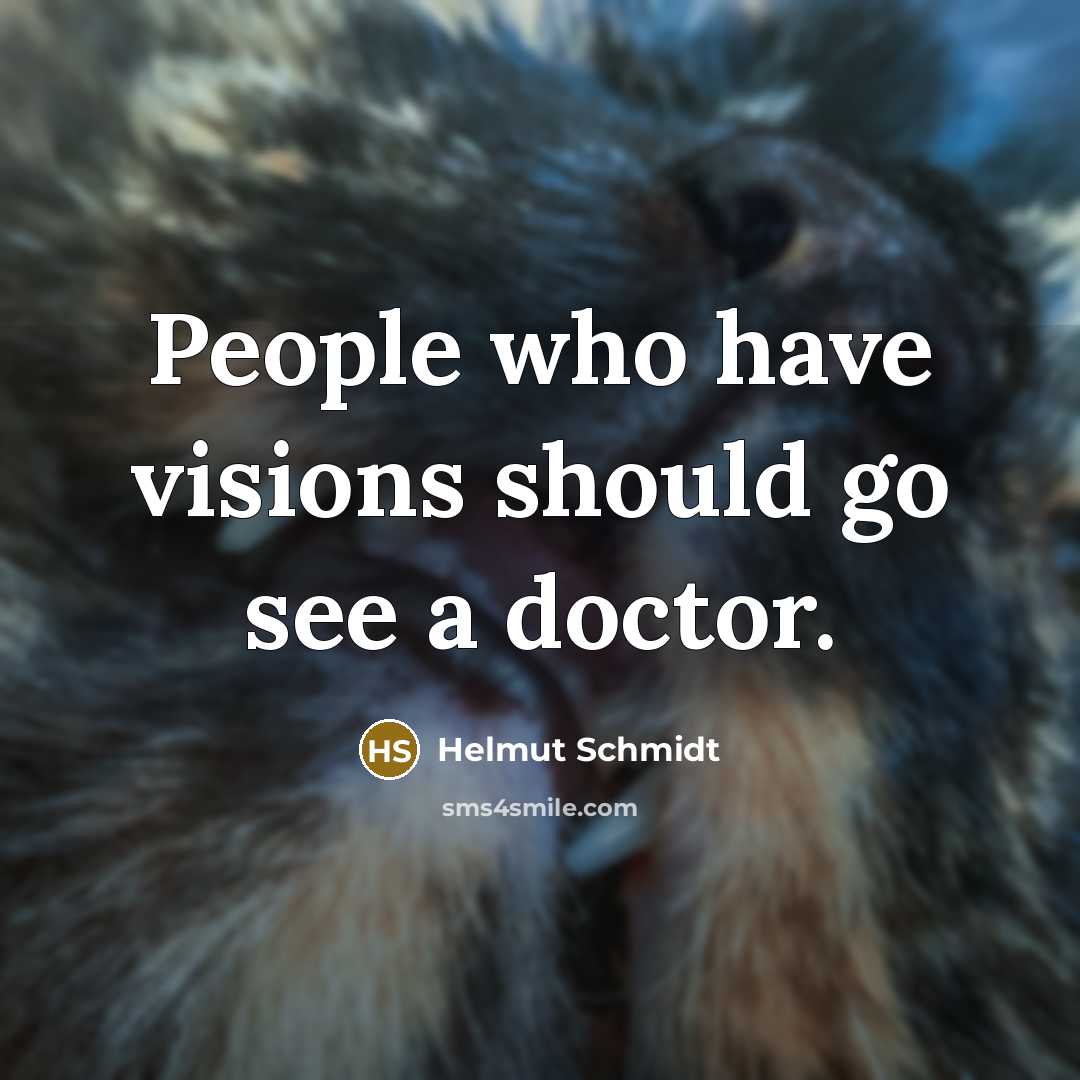 “People who have visions should go see a doctor.…” quote by Helmut Schmidt