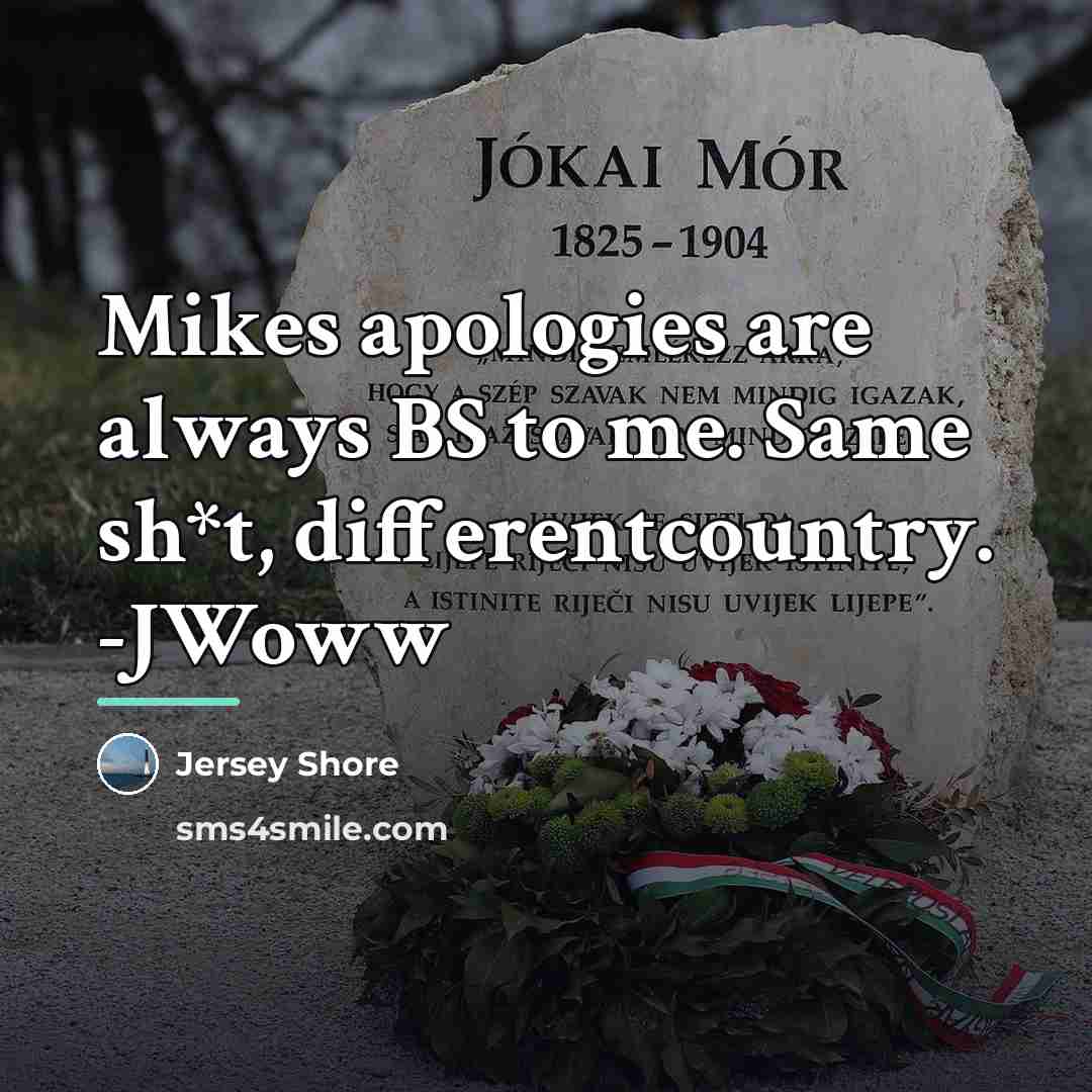 “Mikes apologies are always BS to me. Same sh*t, differentcountry.…” quote by Jersey Shore