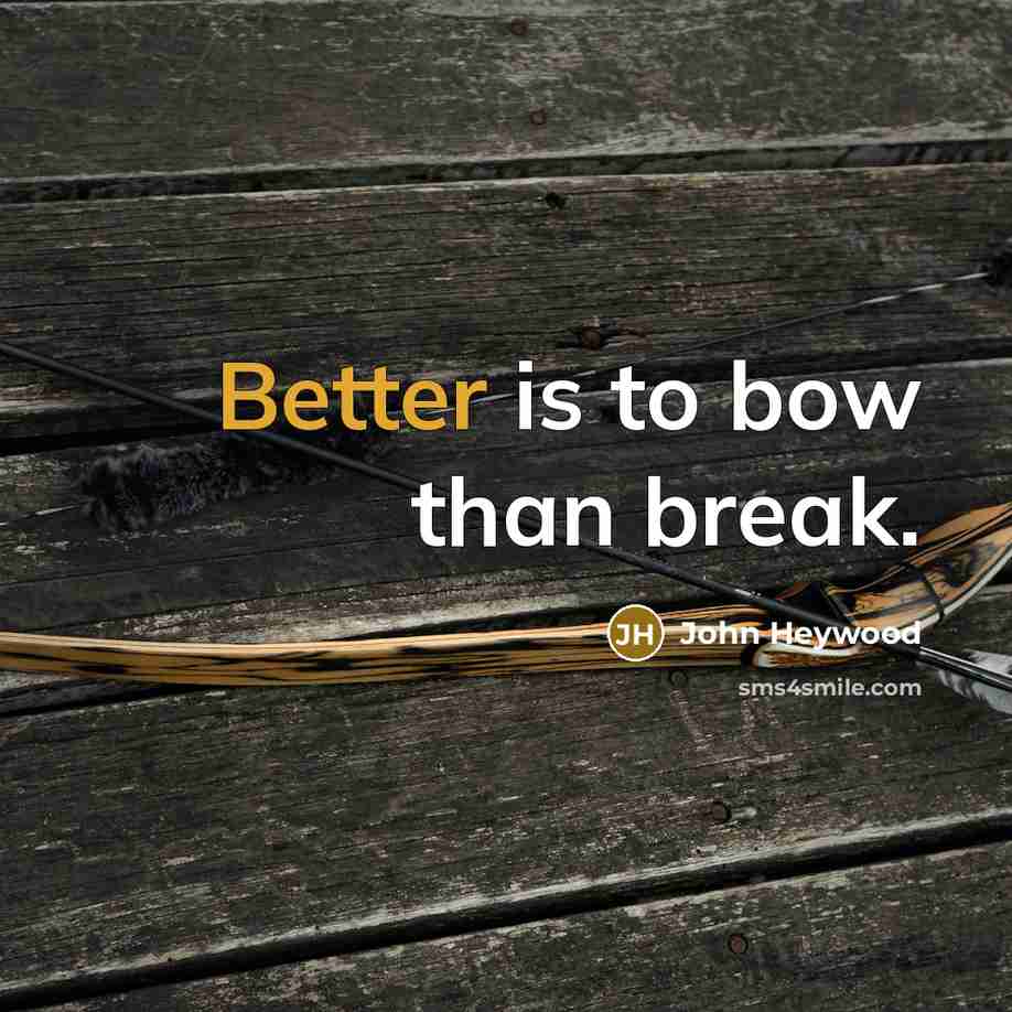 “Better is to bow than break.” quote by John Heywood