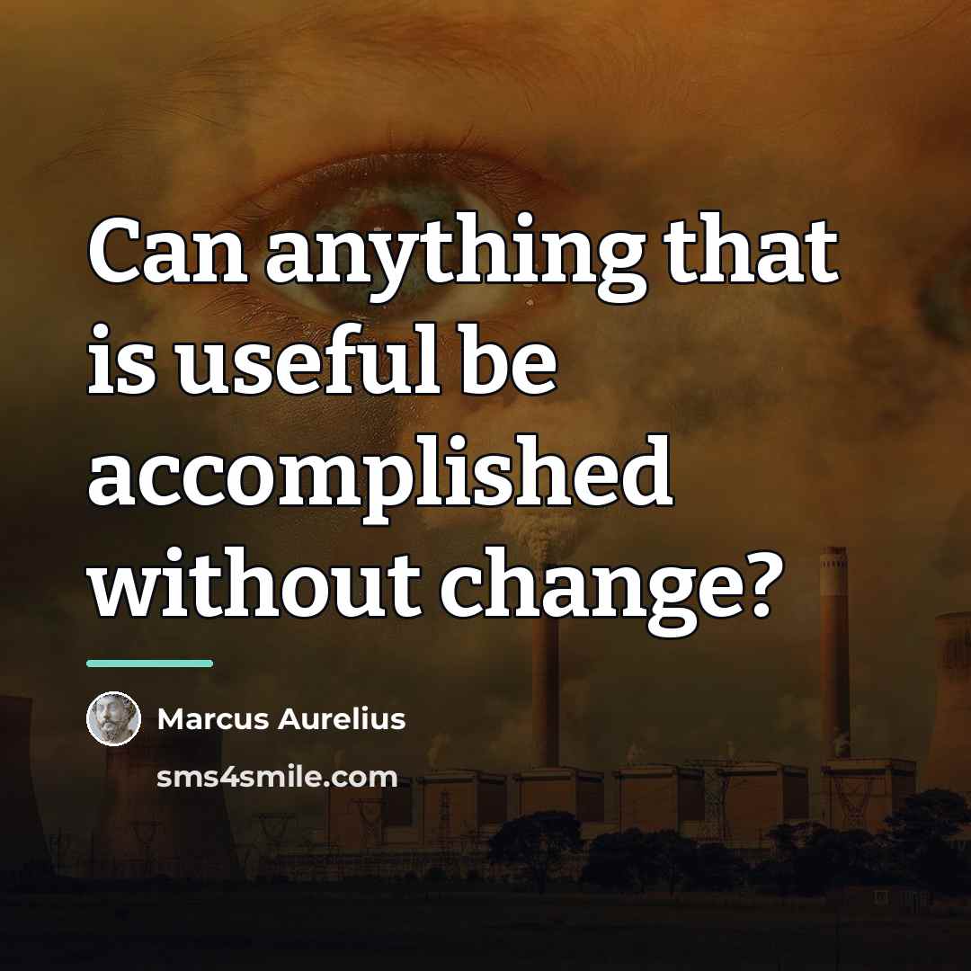 “Can anything that is useful be accomplished without change?…” quote by Marcus Aurelius