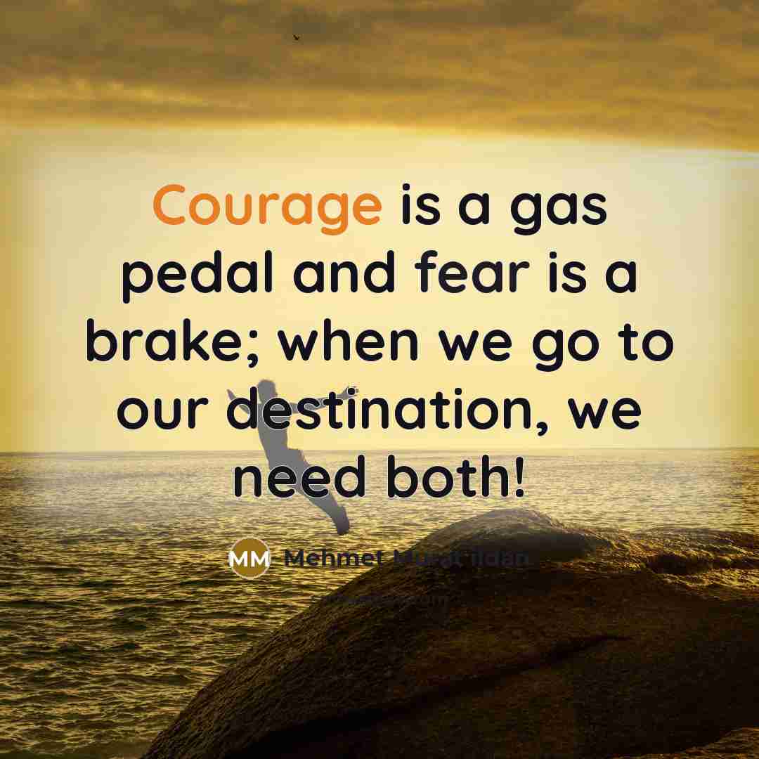 “Courage is a gas pedal and fear is a brake;…” quote by Mehmet Murat Ildan