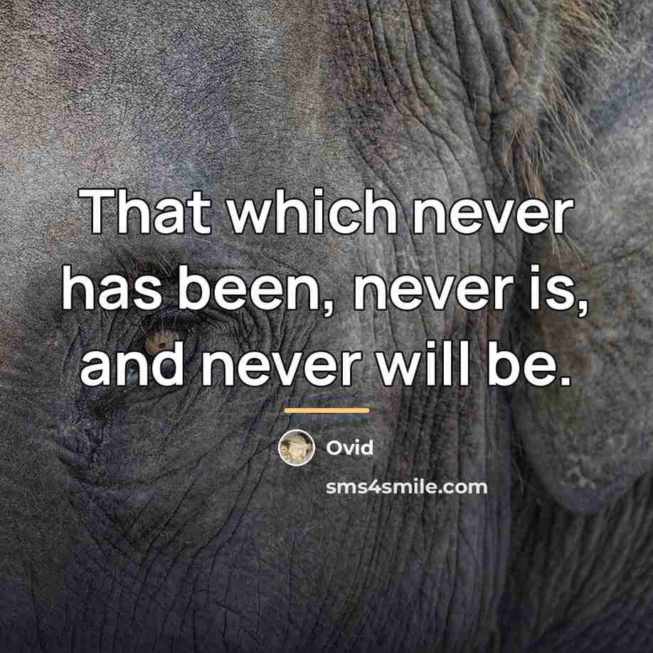 “That which never has been, never is, and never will…” quote by Ovid