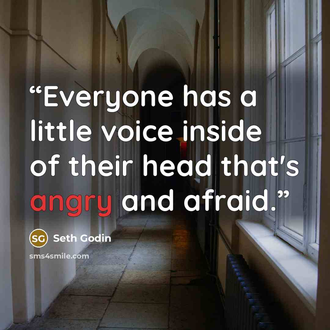 “Everyone has a little voice inside of their head that's angry and afraid.” quote by Seth Godin