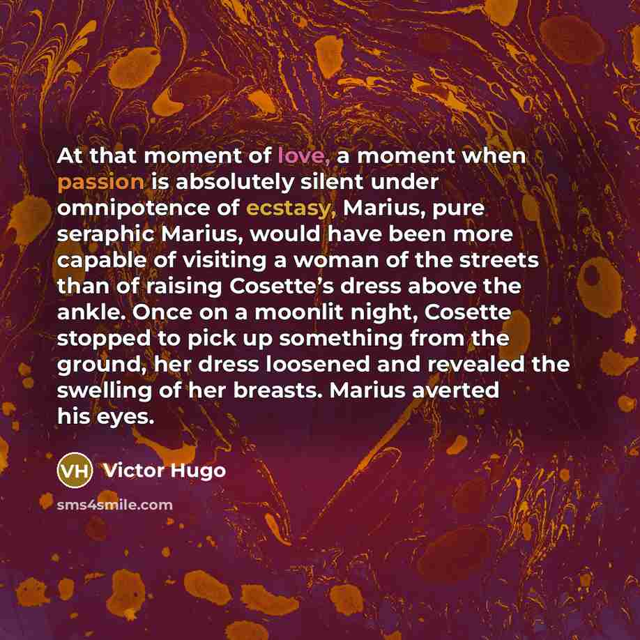 “At that moment of love, a moment when passion is…” quote by Victor Hugo