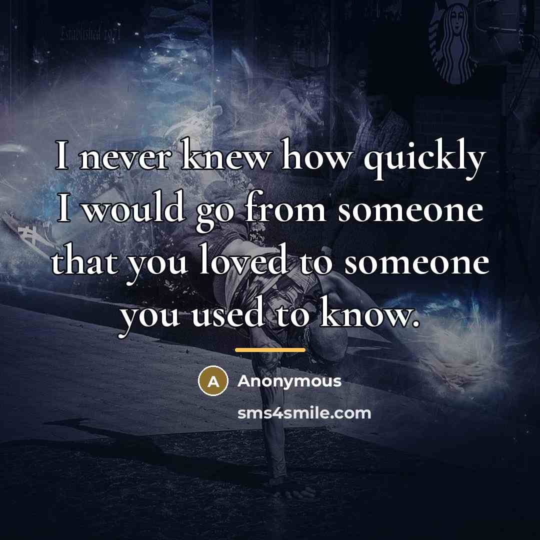 “I never knew how quickly I would go from someone…” quote by Anonymous
