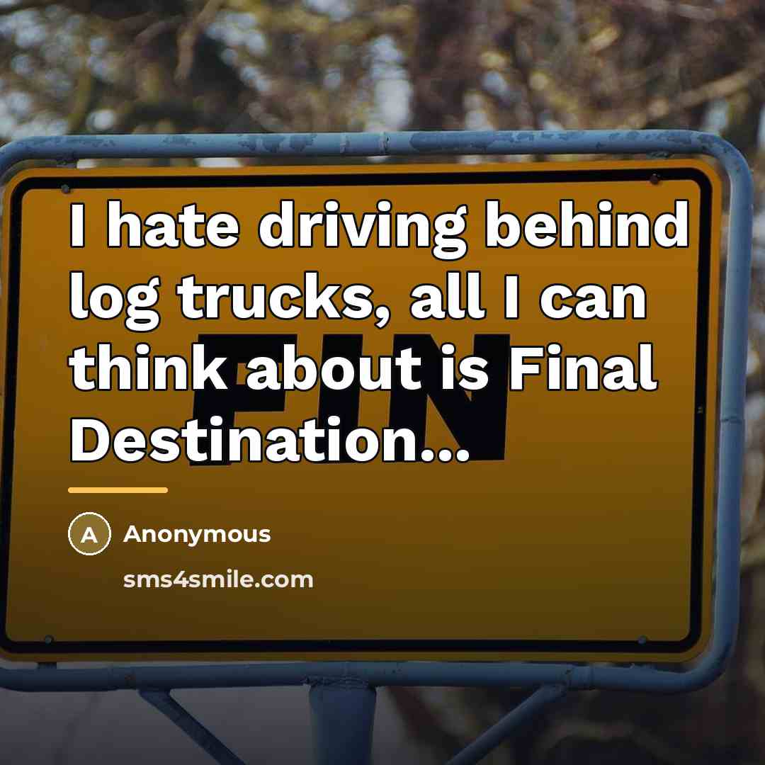 “I hate driving behind log trucks, all I can think…” quote by Anonymous