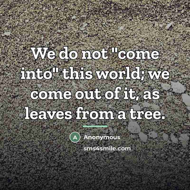 “We do not "come into" this world; we come out…” quote by Anonymous