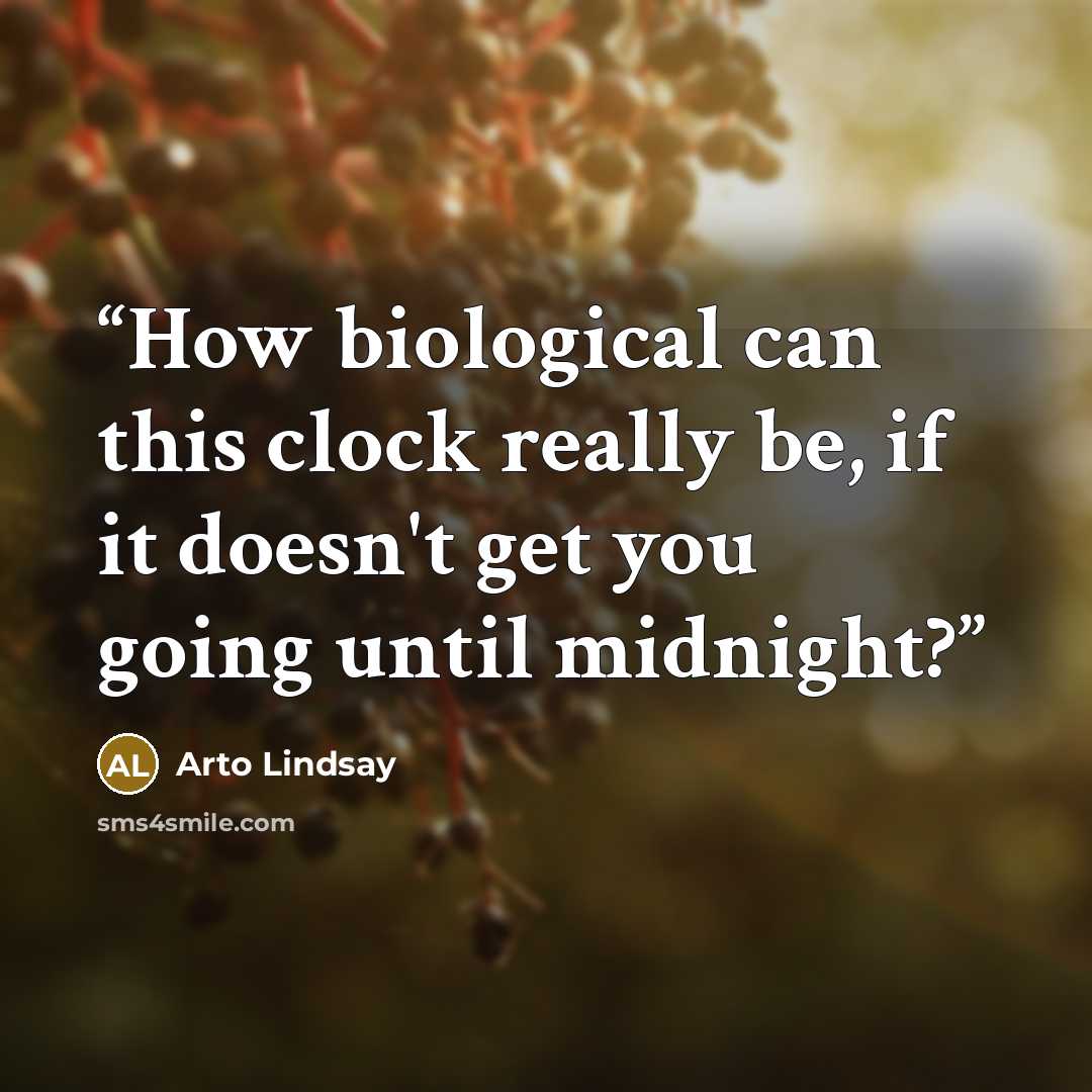 “How biological can this clock really be, if it doesn't get you going until midnight?” quote by Arto Lindsay