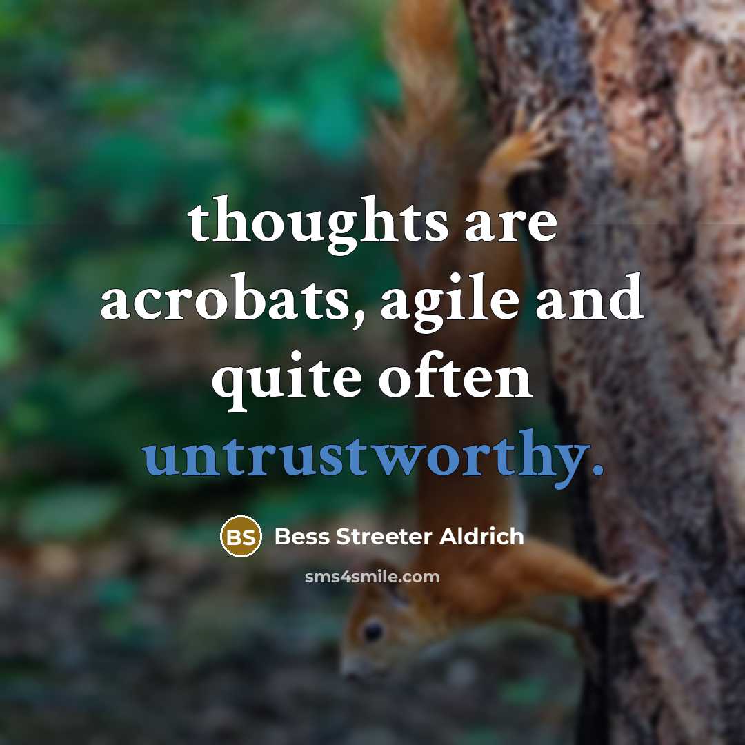“thoughts are acrobats, agile and quite often untrustworthy.” quote by Bess Streeter Aldrich