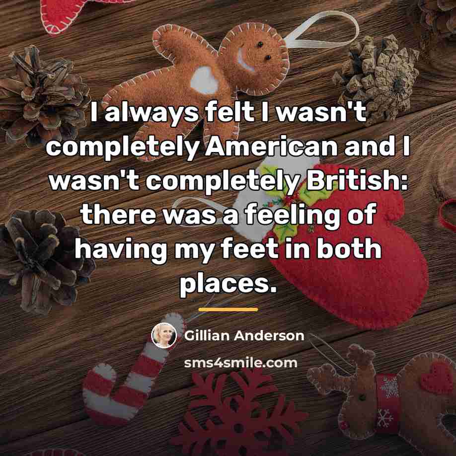 “I always felt I wasn't completely American and I wasn't…” quote by Gillian Anderson