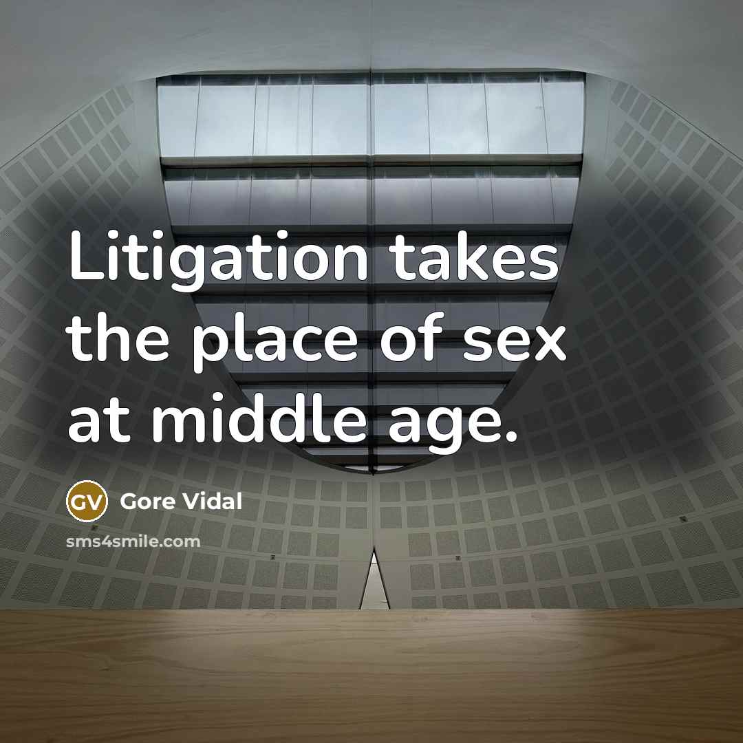 “Litigation takes the place of sex at middle age.…” quote by Gore Vidal