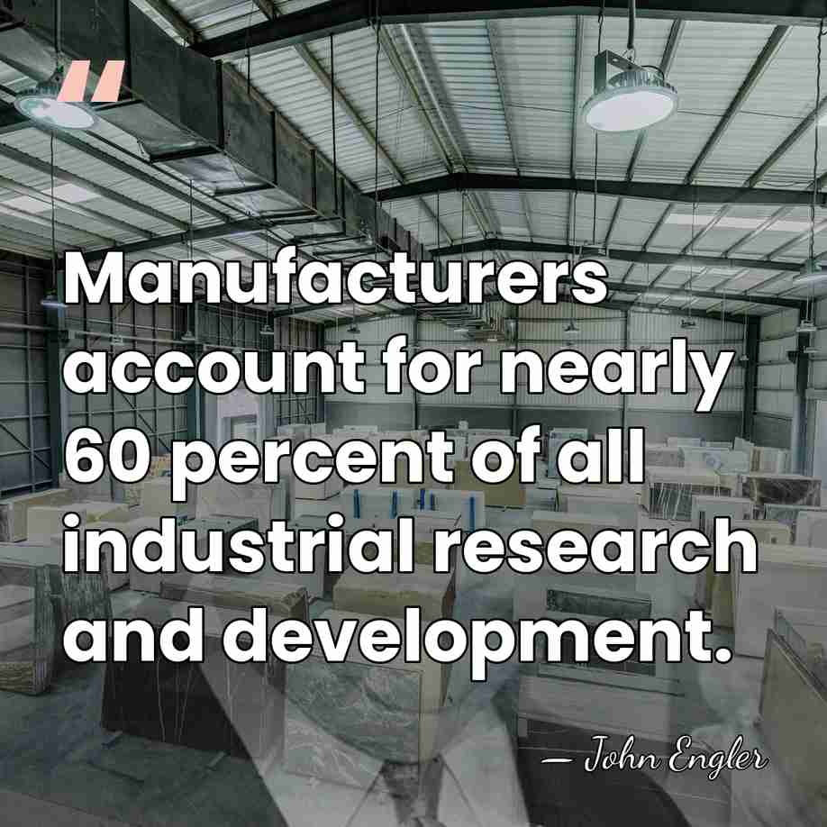 Manufacturers account for nearly 60 percent of all industrial research and development. - John Engler