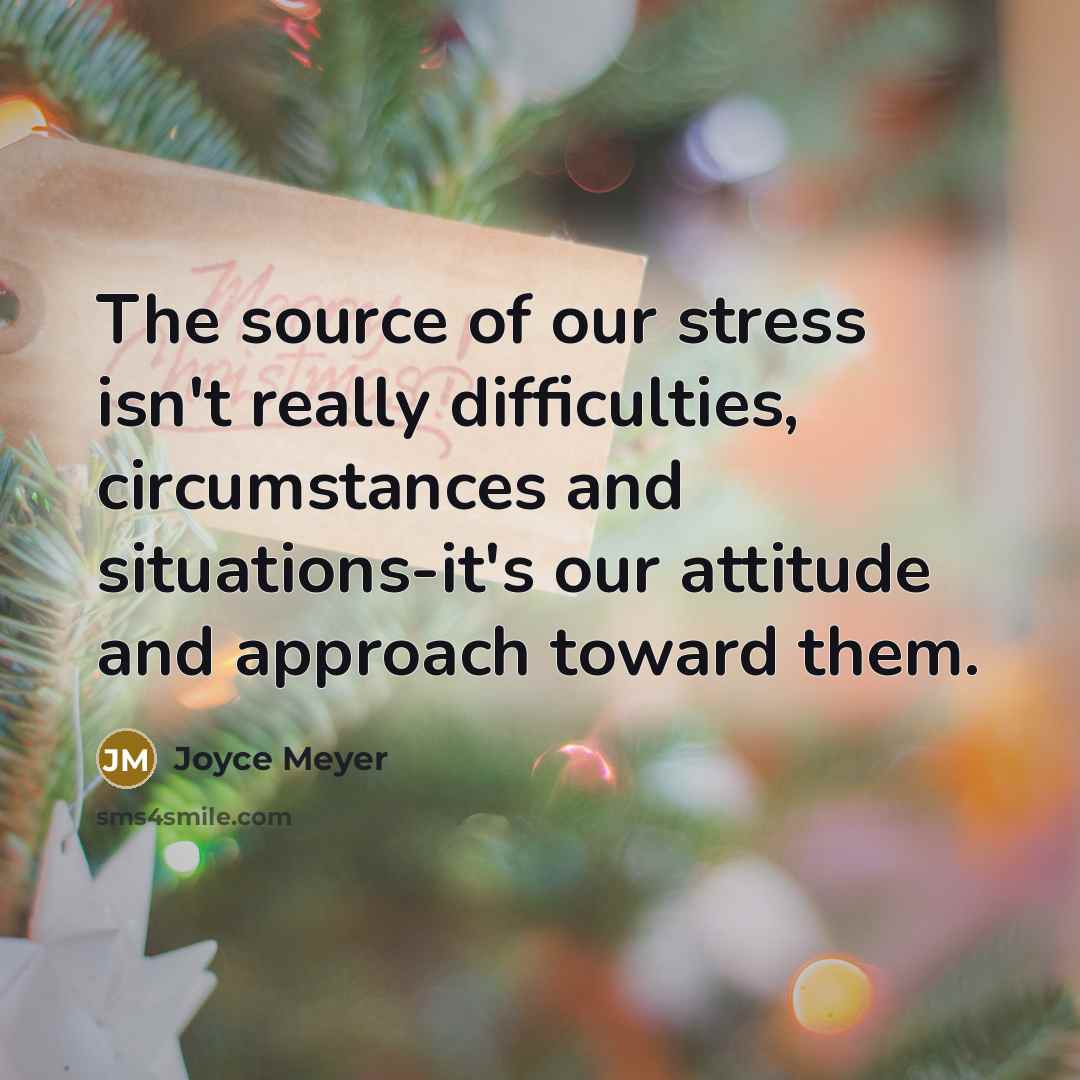 “The source of our stress isn't really difficulties, circumstances and…” quote by Joyce Meyer