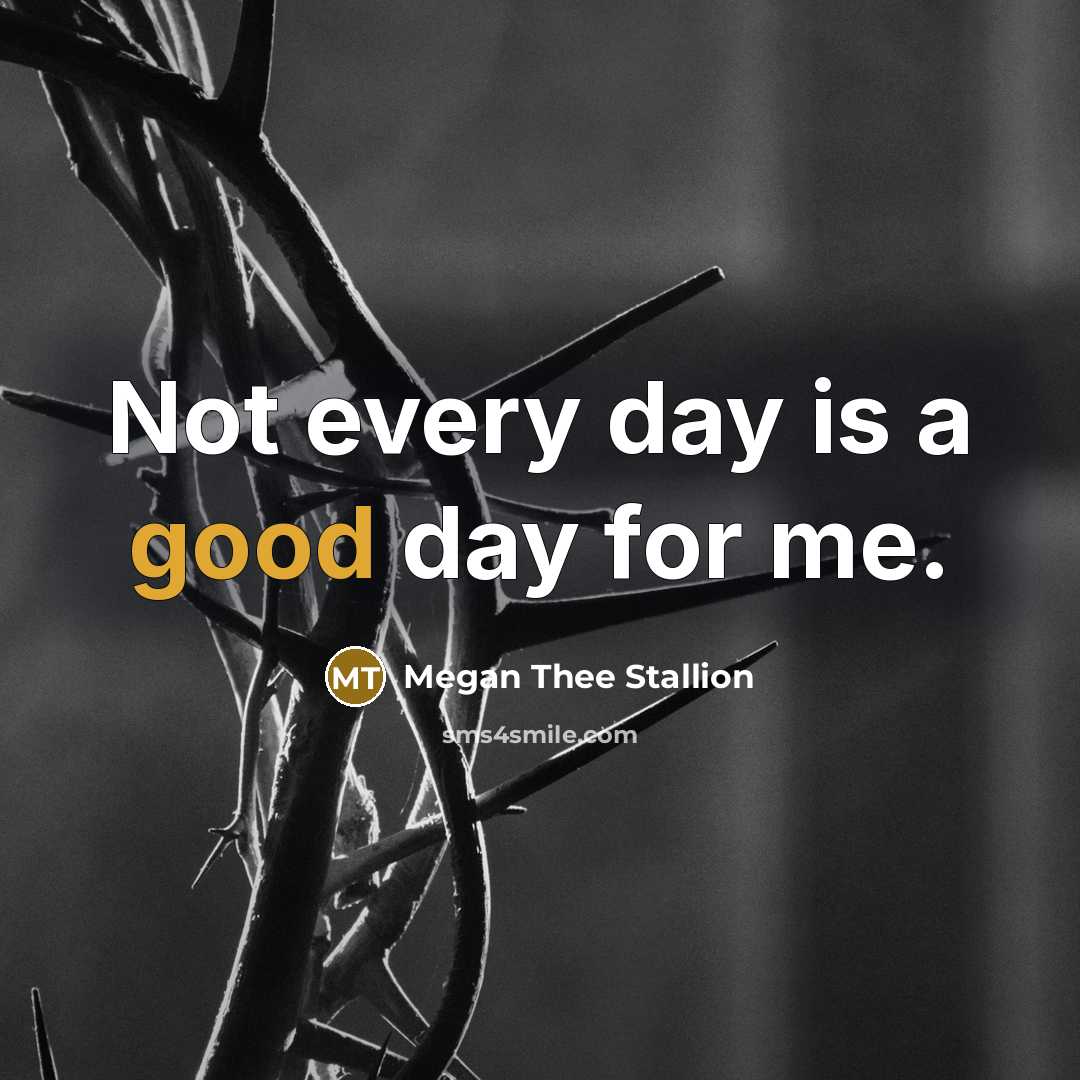 “Not every day is a good day for me.…” quote by Megan Thee Stallion