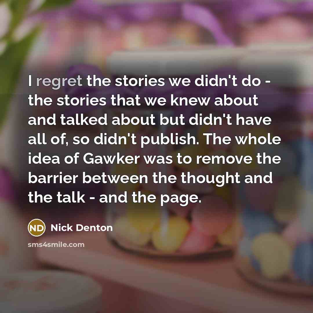 “I regret the stories we didn't do - the stories…” quote by Nick Denton