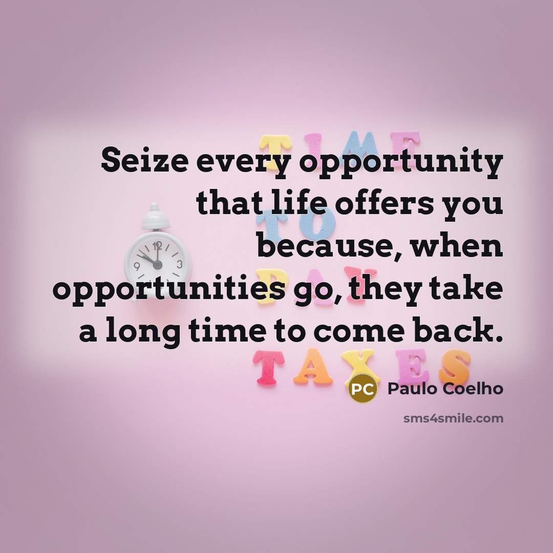 “Seize every opportunity that life offers you because, when opportunities…” quote by Paulo Coelho