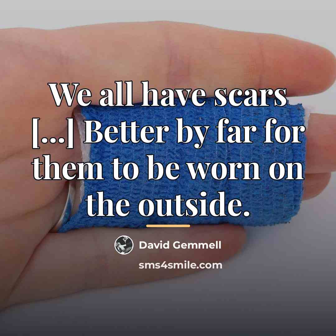 “We all have scars [...] Better by far for them…” quote by David Gemmell