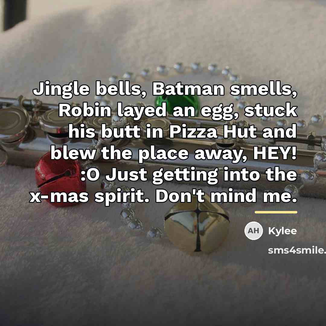 “Jingle bells, Batman smells, Robin layed an egg, stuck his…” quote by Kylee