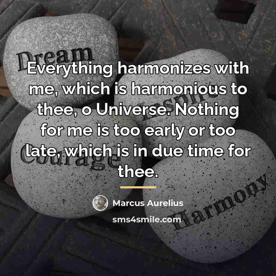 “Everything harmonizes with me, which is harmonious to thee, o…” quote by Marcus Aurelius