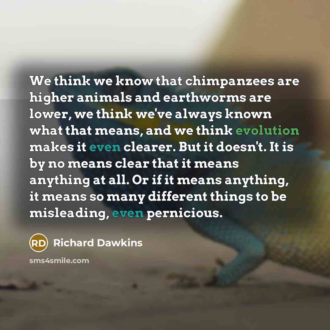 “We think we know that chimpanzees are higher animals and…” quote by Richard Dawkins