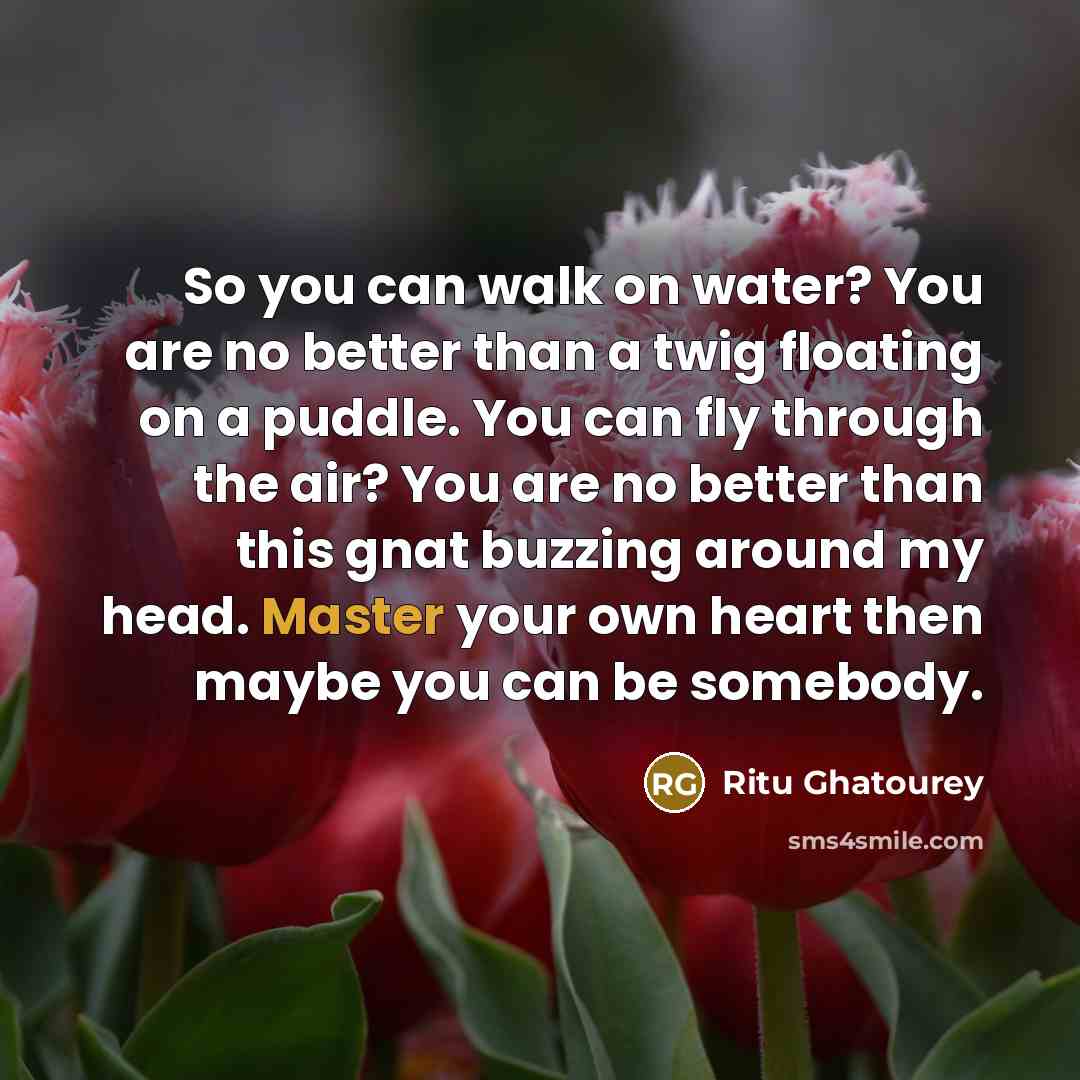“So you can walk on water? You are no better…” quote by Ritu Ghatourey