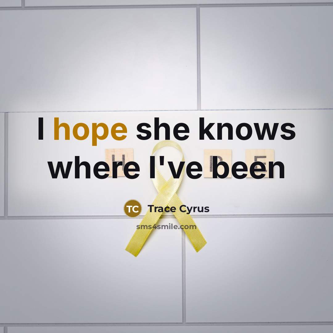 “I hope she knows where I've been…” quote by Trace Cyrus