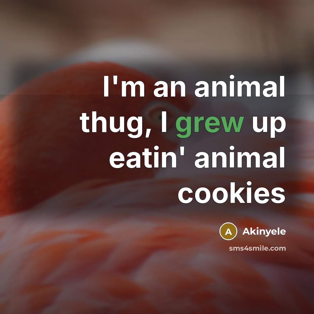 “I'm an animal thug, I grew up eatin' animal cookies…” quote by Akinyele