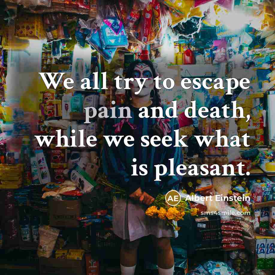 “We all try to escape pain and death, while we…” quote by Albert Einstein