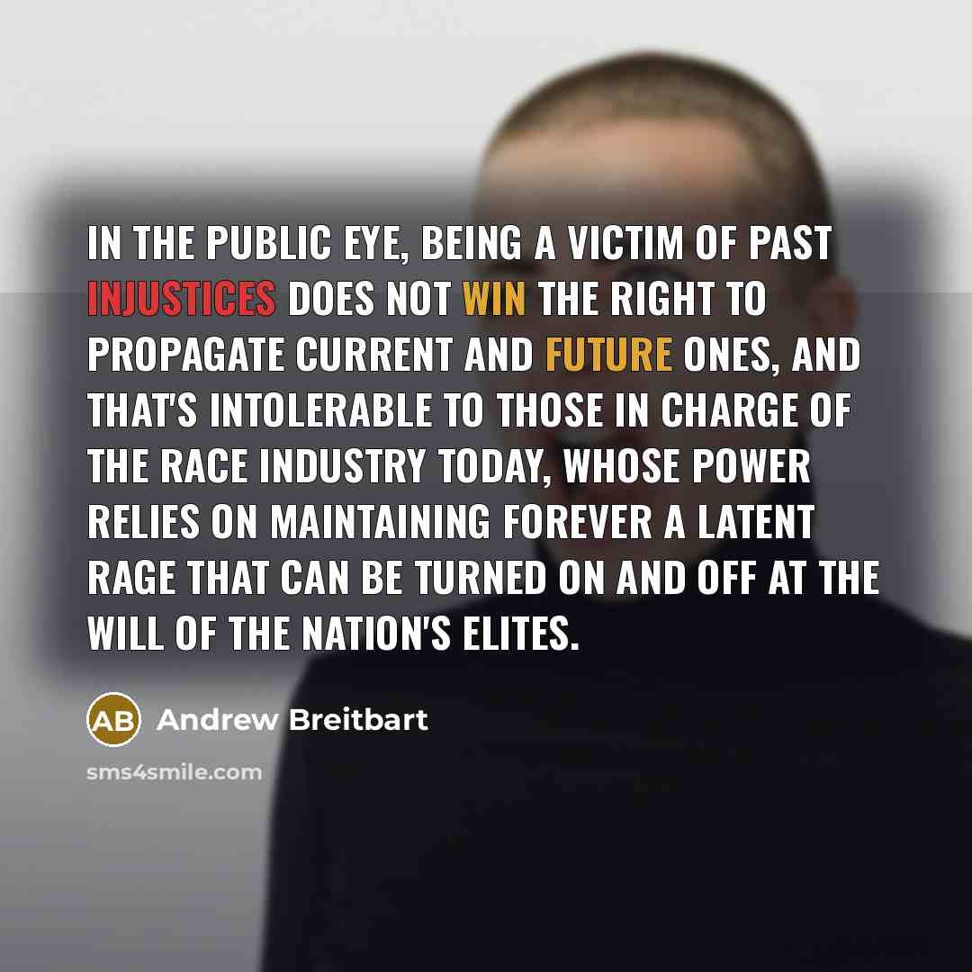 “In the public eye, being a victim of past injustices…” quote by Andrew Breitbart