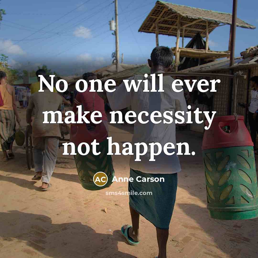 “No one will ever make necessity not happen.” quote by Anne Carson