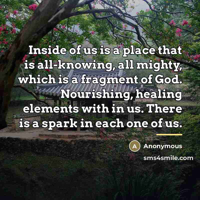 “Inside of us is a place that is all-knowing, all…” quote by Anonymous