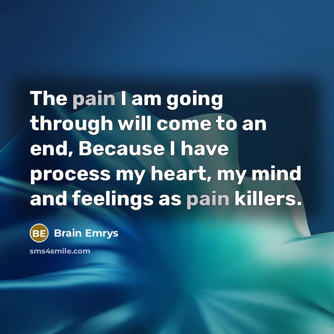 “The pain I am going through will come to an end, Because I have process my heart, my mind and feelings as pain killers.” quote by Brain Emrys