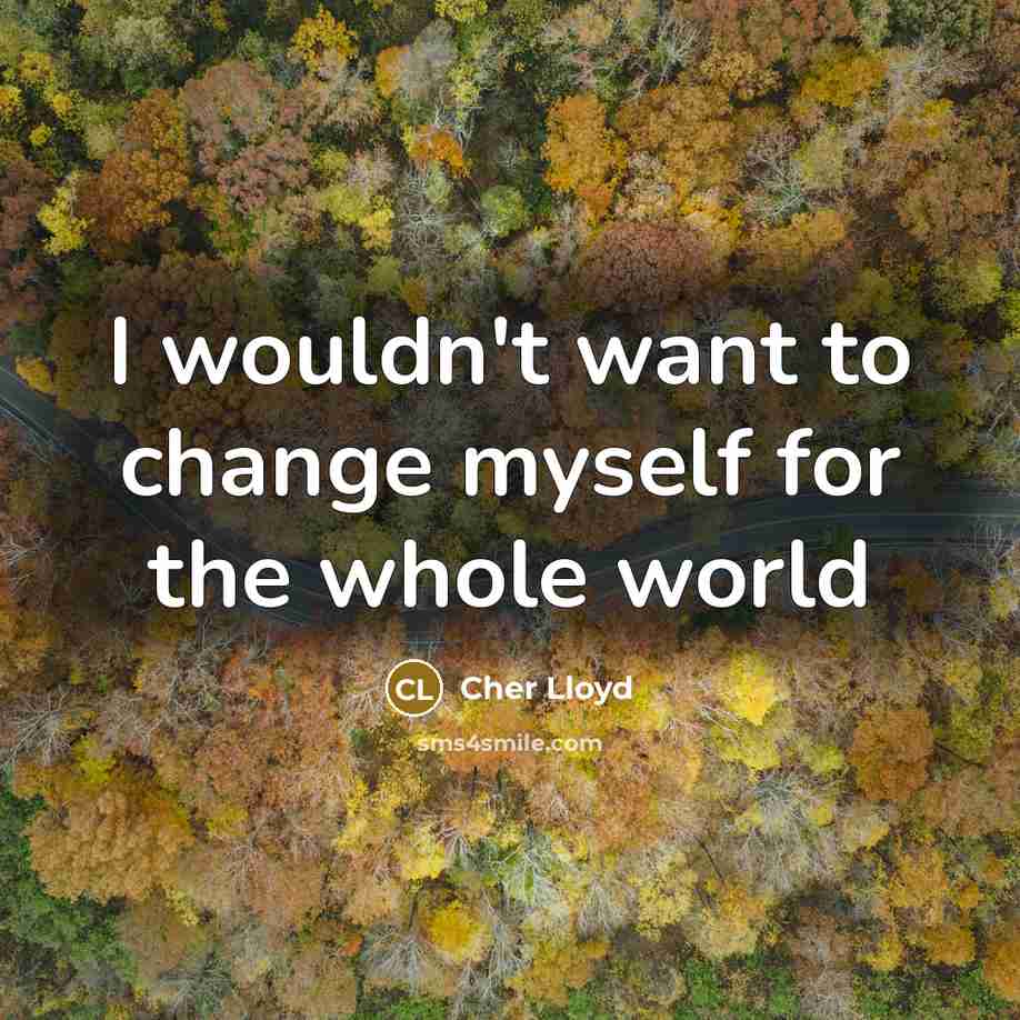 “I wouldn't want to change myself for the whole world…” quote by Cher Lloyd